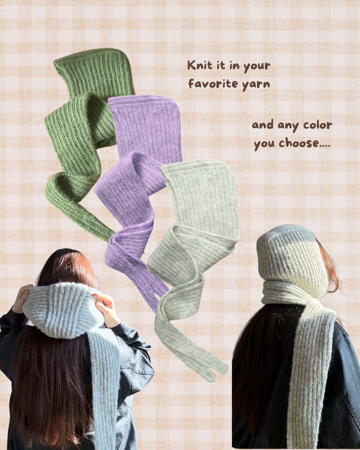 MY FAVORITE HOODED SCARF  | Easy Knitting Pattern