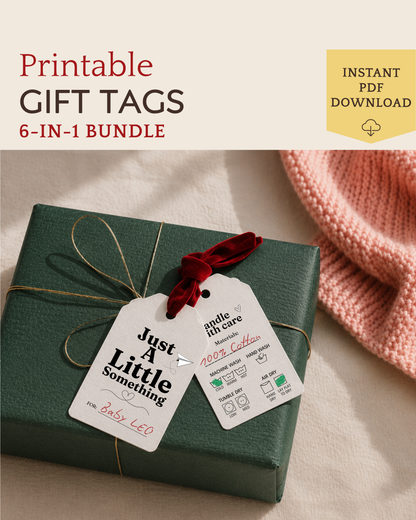 Printable Gift Tags and Care Instructions (6-in-1 Bundle)