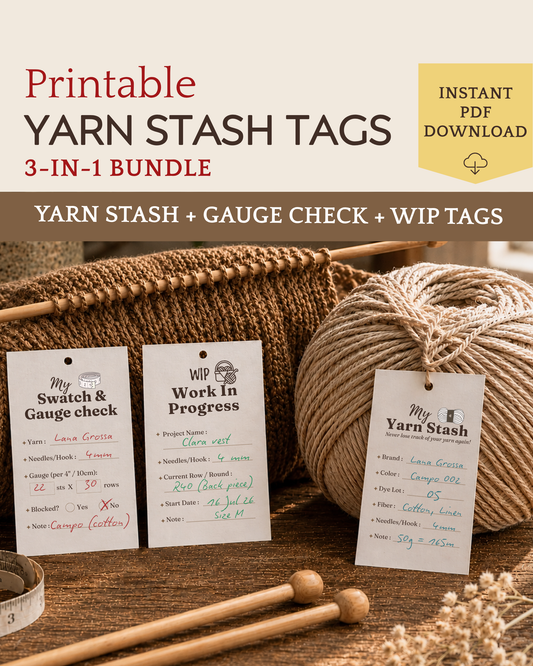 Printable Yarn Stash Organizer Tags (3-in-1 Bundle)