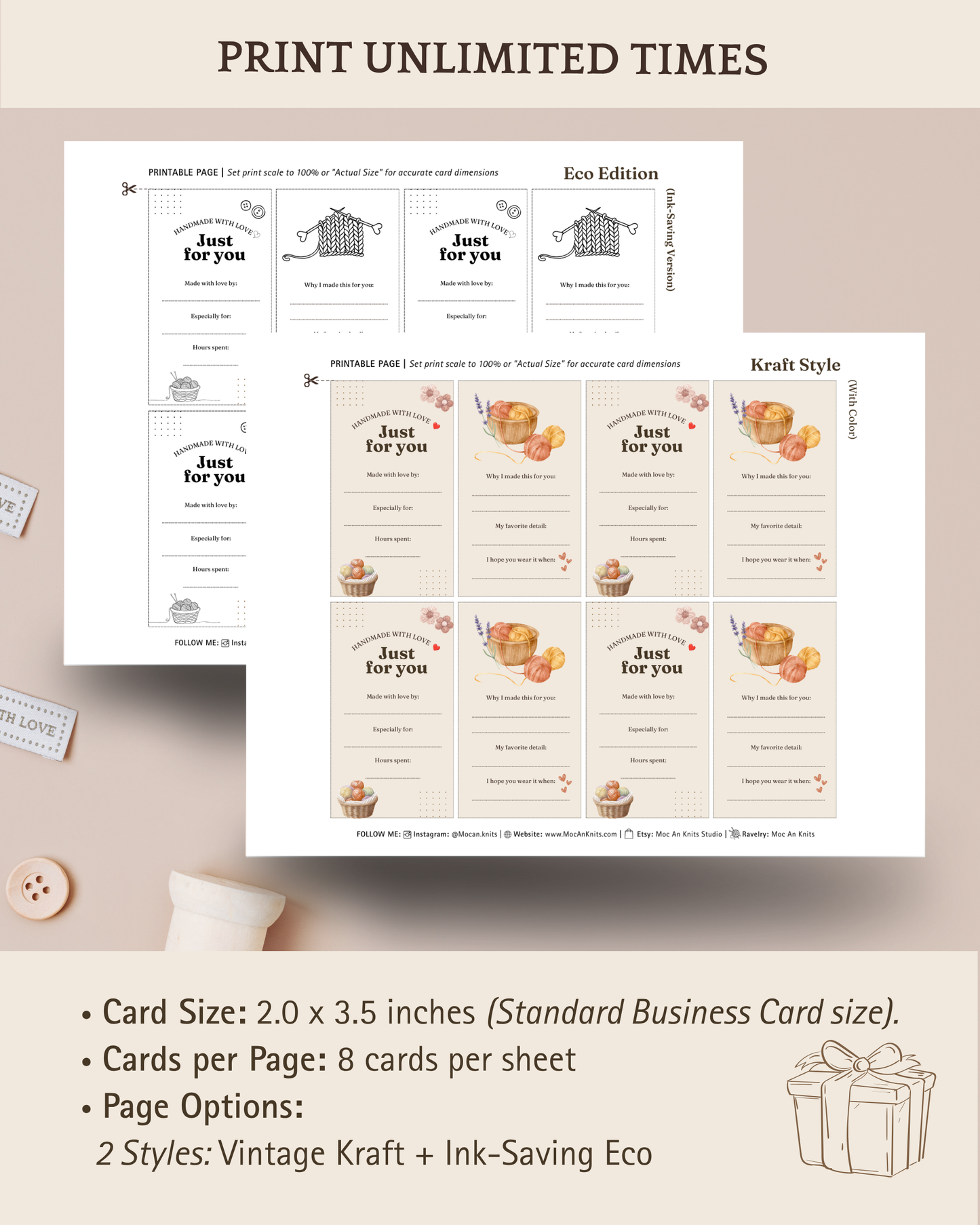 Printable Story Cards for Handmade Items