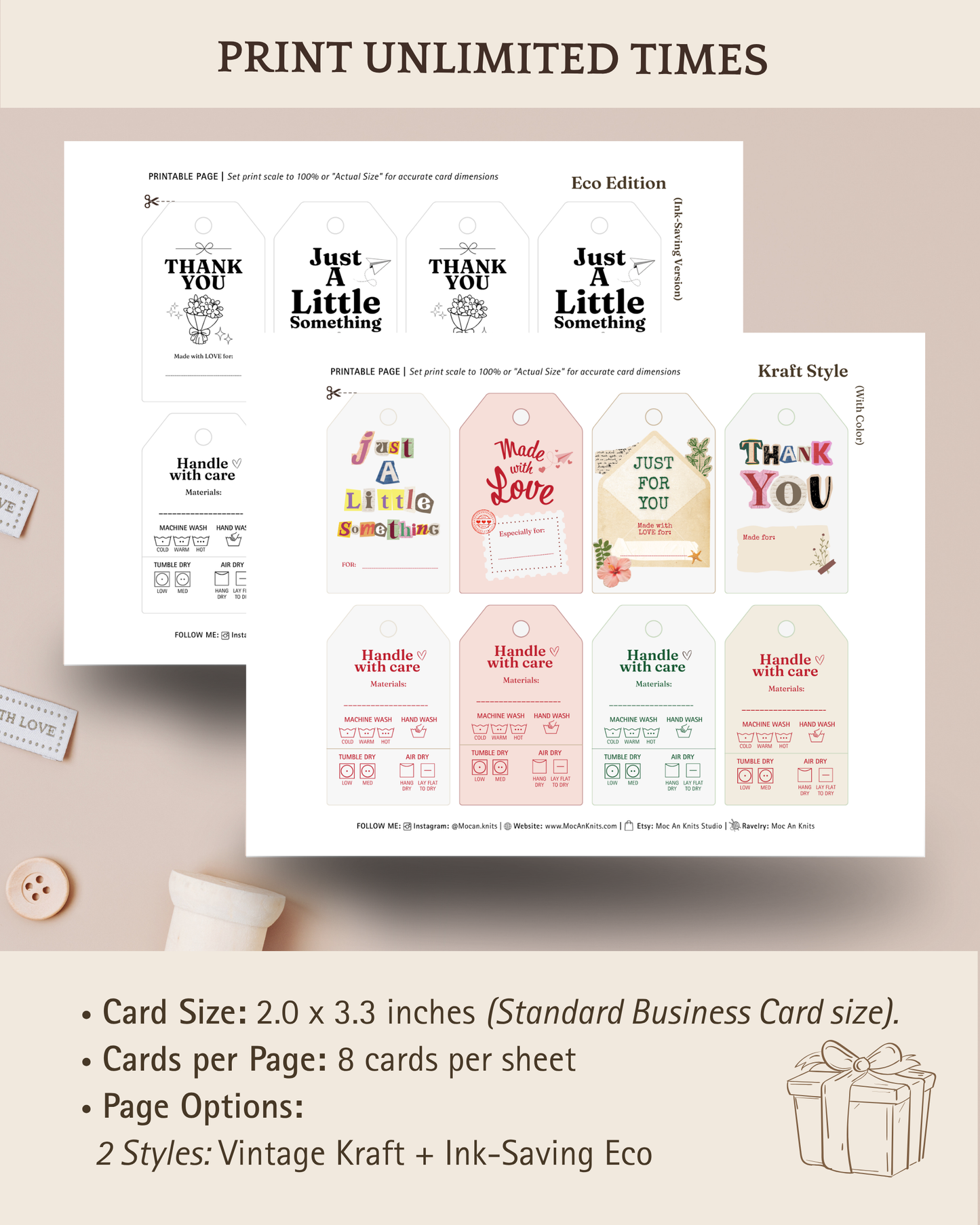 Printable Gift Tags and Care Instructions (6-in-1 Bundle)