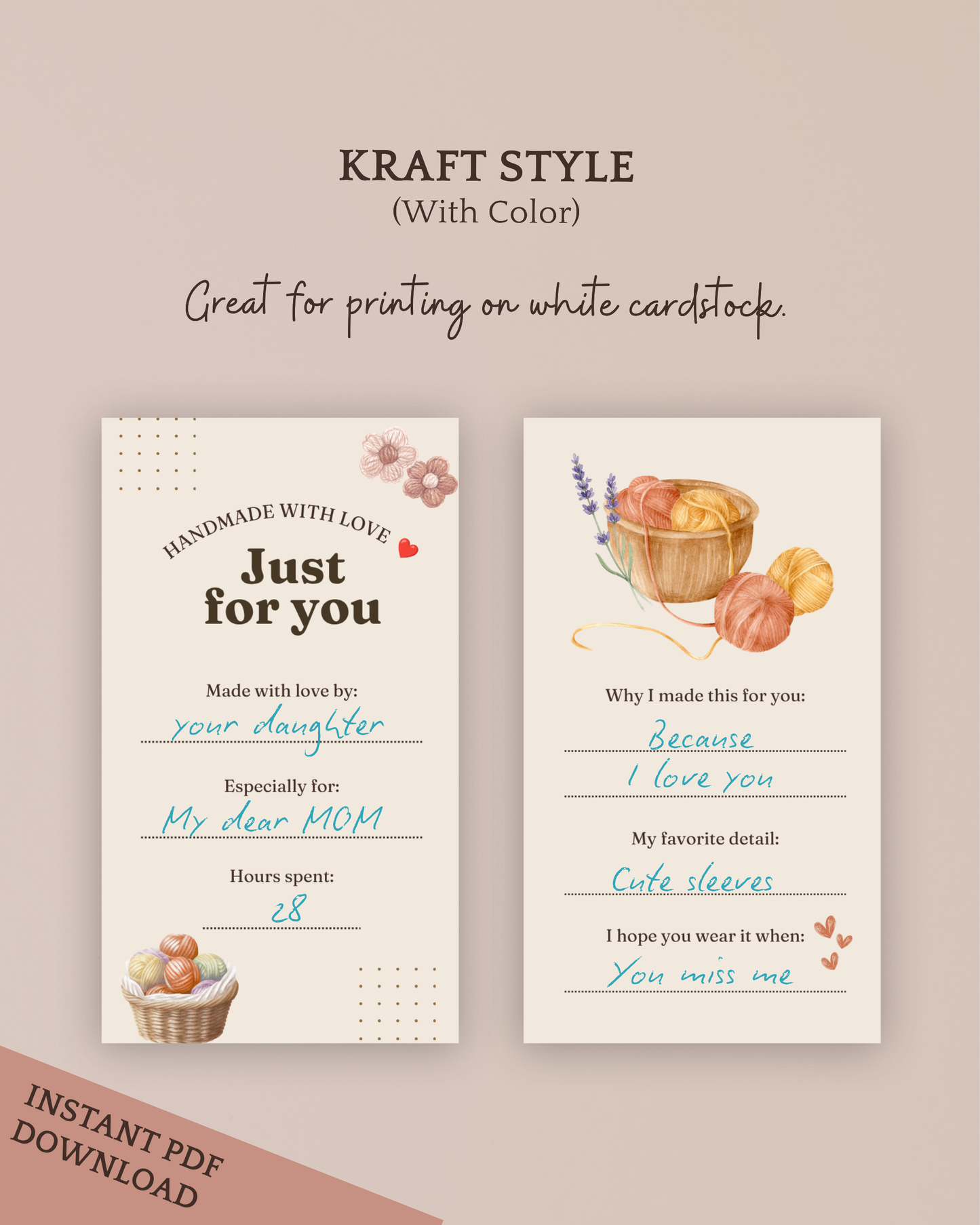Printable Story Cards for Handmade Items