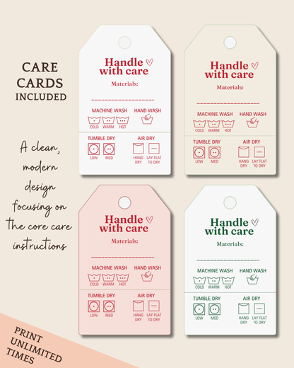 Printable Gift Tags and Care Instructions (6-in-1 Bundle)