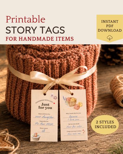 Printable Story Cards for Handmade Items