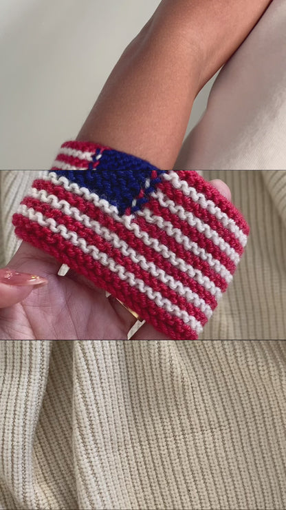 AMERICAN FLAG WRISTBAND | Free Knitting Pattern